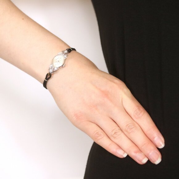 Croton Nivada Vintage Diamond Ladies Wristwatch 14k White Gold Mechanical 1YrWty main image 4